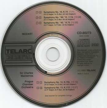 CD Prague Chamber Orchestra: Symphony No. 10 In G Major, K. 74 / Symphony No. "42" In F Major, K. 75 / Symphony No. 12 In G Major, K. 75b(K.110) / Symphony No. "46" In C Major, K. 111b(K.96) / Symphony No. 13 In F Major, K.112