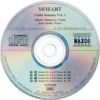 CD Wolfgang Amadeus Mozart: Violin Sonatas Vol. 1 (K. 304 - 306 • K. 377)
