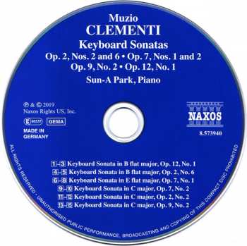 CD Muzio Clementi: Keyboard Sonatas from Opp. 2, 7, 9 & 12