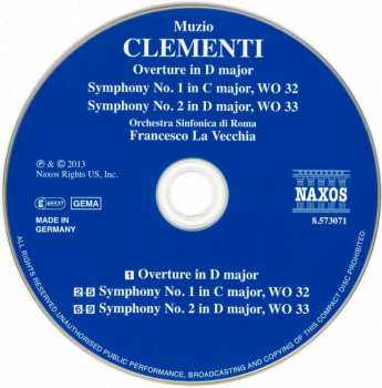 CD Francesco La Vecchia: Symphonies Nos. 1 And 2 / Overture In D Major