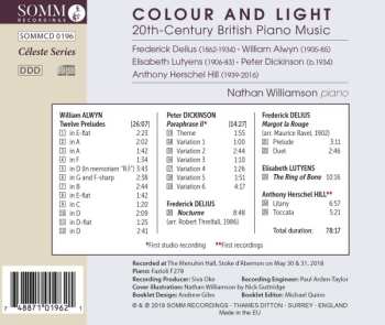 CD Nathan Williamson: Colour And Light: 20th-Century British Piano Music