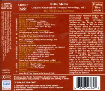 CD Nellie Melba: Complete Gramophone Company Recordings, Vol. 1 - The 1904 London Recordings