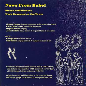CD News From Babel: Sirens And Silences · Work Resumed On The Tower