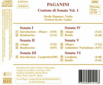 CD Niccolò Paganini: Centone Di Sonate Vol. 1