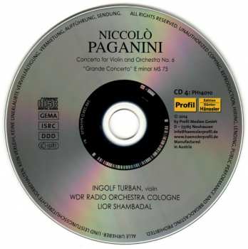 4CD Niccolò Paganini: Concertos for Violin and Orchestra I - IV