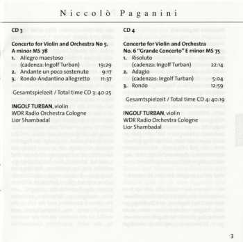 4CD Niccolò Paganini: Concertos for Violin and Orchestra I - IV