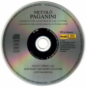 4CD Niccolò Paganini: Concertos for Violin and Orchestra I - IV