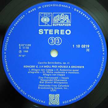 LP Camille Saint-Saëns: Romantické Houslové Koncerty - Koncert Č. 1 D Dur / Koncert Č. 3 H Moll