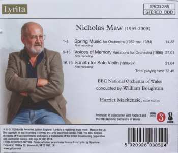 CD The BBC National Orchestra Of Wales: Spring Music / Voices Of Memory / Sonata For Solo Violin