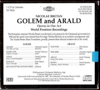 CD Nicolae Bretan: Golem And Arald (Operas In One Act)