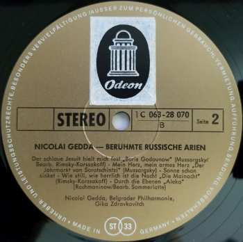 LP Nicolai Gedda: Berühmte Russische Arien