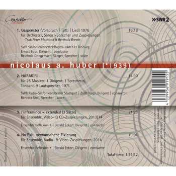 CD Nicolaus A. Huber: Gespenster; Harakiri; L'inframince - Extended; No Exit Verwunschene Fixierung