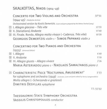 CD Nikos Skalkottas: Concerto For 2 Violins • Concertino For 2 Pianos • Nocturnal Amusement