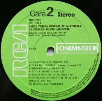 LP Nino Rota: Amarcord (Banda Sonora Original De La Pelicula De Federico Fellini)