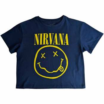 Merch Nirvana: Dames Crop Top Yellow Smiley Flower Sniffin