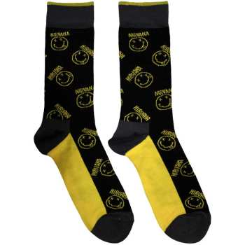 Merch Nirvana: Enkelsokken Happy Face & Logo Nirvana Stripes