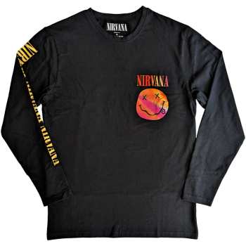 Merch Nirvana: Nirvana Unisex Long Sleeve T-shirt: Gradient Happy Face (back & Sleeve Print) (small) S