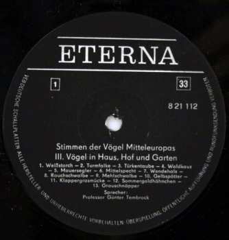 LP No Artist: Stimmen Der Vögel Mitteleuropas - III. Vögel In Haus, Hof Und Garten