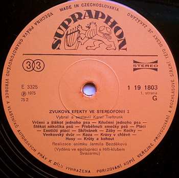 LP No Artist: Zvukové Efekty Ve Stereofonii 3
