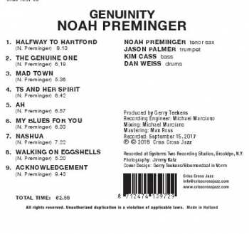CD Noah Preminger: Genuinity
