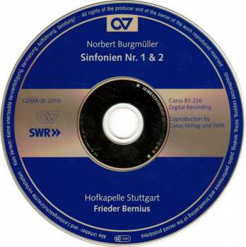 CD Frieder Bernius: Sinfonien Nr. 1 & 2