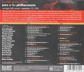 2CD Norman Granz: Jazz At The Philharmonic, Carnegie Hall Concert, September 13, 1952