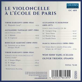 CD Oliver Triendl: Le Violoncelle À L'École De Paris