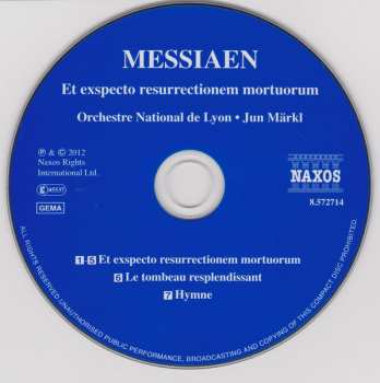 CD Olivier Messiaen: Et Exspecto Resurrectionem Mortuorum , Le Tombeau Resplendissant , Hymne