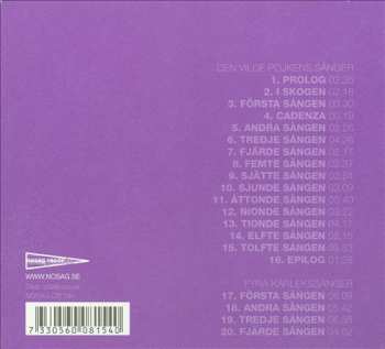 CD Jönköpings Sinfonietta: Den Vilde Pojkens Sånger; 4 Kärleks-Sånger