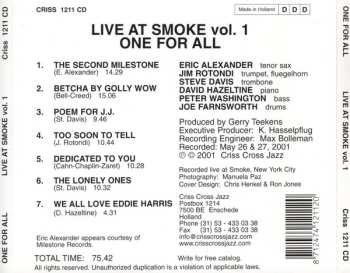 CD One For All: Live At Smoke Vol. 1