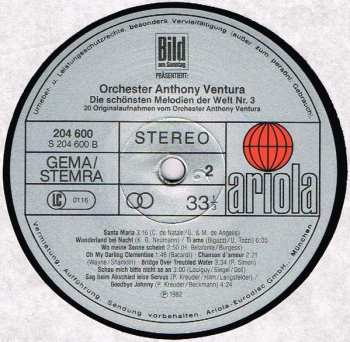 LP Orchester Anthony Ventura: Die Schönsten Melodien Der Welt Nr. 3