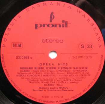 LP Orchestra Jack White: Opera Hits (Popularne Melodie Operowe W Rytmach Tanecznych)
