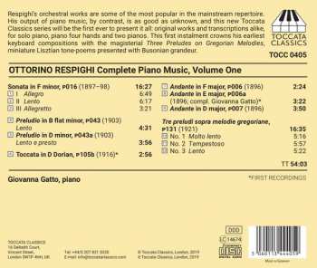 CD Ottorino Respighi: Complete Piano Music, Volume One: Original Piano Works I