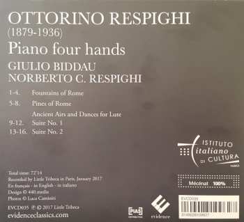 CD Ottorino Respighi: Piano Four Hands - Fountains Of Rome - Pines Of Rome - Ancient Airs And Dances