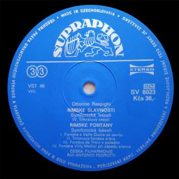 LP Ottorino Respighi: Římské Slavnosti / Římské Fontány