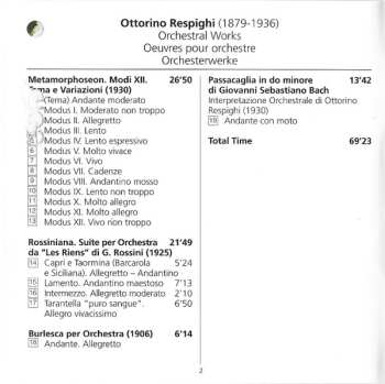 SACD Ottorino Respighi: Metamorphoseon Modi XII / Burlesca / Passacaglia In Do Minore