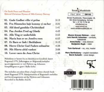 CD Øyonn Groven Myhren: Paa Jorden Fred Og Glæde = On Earth Peace And Pleasure (Folkekjære Julesalmer I 1700-tallets Norge = Beloved Christmas Hymns Of 18th-Century Norway)