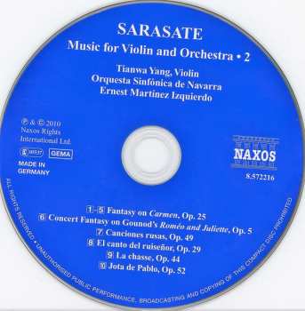 CD Pablo De Sarasate: Music For Violin And Orchestra • 2
