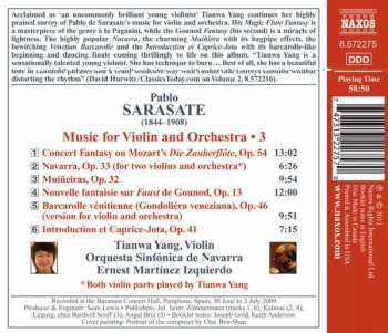 CD Pablo De Sarasate: Violin And Orchestra Music, Vol. 3
