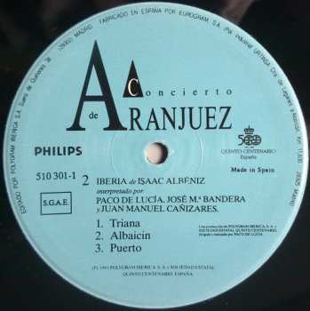 LP Paco De Lucía: Concierto De Aranjuez De Joaquín Rodrigo