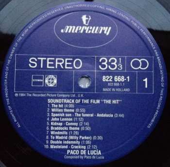 LP Paco De Lucía: Music From The Soundtrack Of The Film "The Hit"