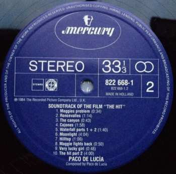 LP Paco De Lucía: Music From The Soundtrack Of The Film "The Hit"