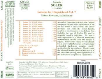 CD Padre Antonio Soler: Sonatas For Harpsichord Vol. 7