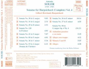 CD Padre Antonio Soler: Sonatas For Harpsichord (Complete) Vol. 4