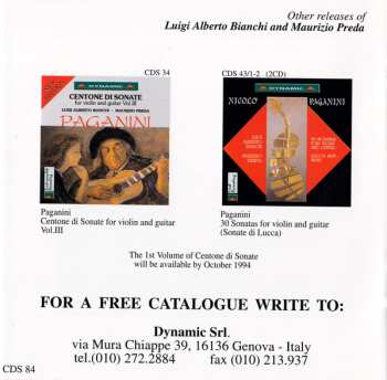 3CD/Doos Niccolò Paganini: Centone Di Sonate For Violin And Guitar - Complete Edition