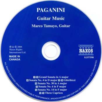 CD Niccolò Paganini: Guitar Music