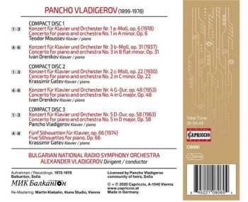 3CD Pancho Vladigerov: Piano Concertos Nos. 1-5 / 5 Silhouettes, Op. 66