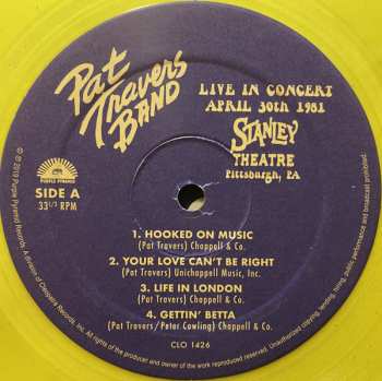 LP Pat Travers Band: Live In Concert - April 30th 1981 LTD | CLR
