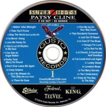 2CD Patsy Cline: 2 CD Set • 50 Songs