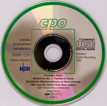 CD NDR Radiophilharmonie: Symphony No. 1 ∙ Fanfare To Israel ∙ Symphonic Metamorphosis